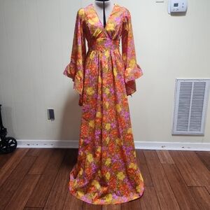 Floral Maxi Dress with Bell Sleeves